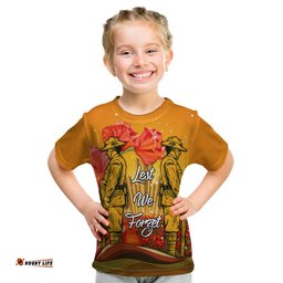 Custom Personalised Aboriginal Anzac Day Kid T Shirt Soldier Poppy Vibe