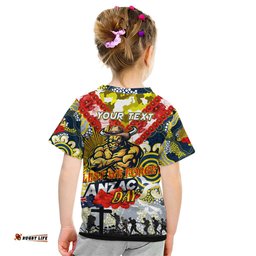 Personalised Cowboys ANZAC Day Kid T Shirt Aboriginal Rising Sun