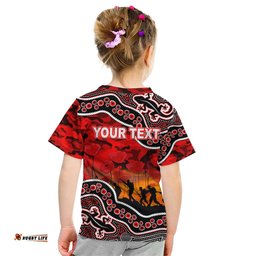 Custom Personalised Anzac Day NRL - Dolphins Kid T Shirt Aboriginal Lizard Patterns