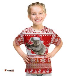 Australia T Shirt KID Koala Aboriginal Painting Merry Christmas