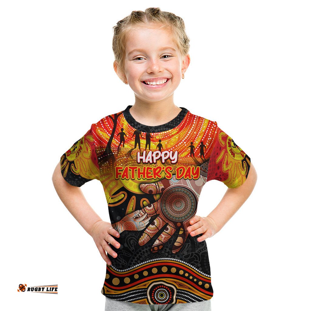 Personalised Happy Father's Day Kid T Shirt Best Dad Australia Aboriginal
