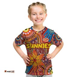 Personalised NAIDOC Week 2024 Gold Coast Suns Kid T Shirt Australian Aboriginal Hand Painting