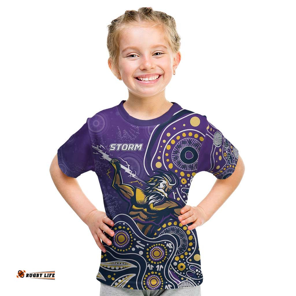 Personalised Storm Rugby Aboriginal Kid T Shirt 2024 GO Storms