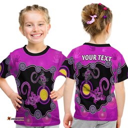 Custom Personalised Aboriginal Lizard T Shirt KID Attracted Australia Version Purple
