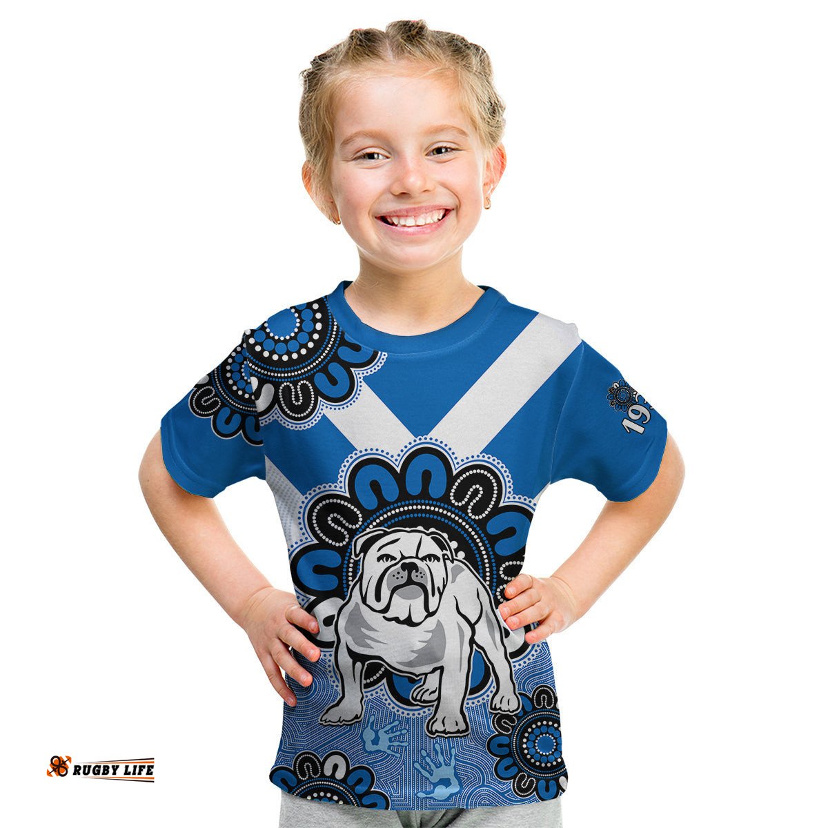 Custom Personalised NRL Canterbury-Bankstown Bulldogs Rugby Berries 1935 Aboriginal Kid T Shirt
