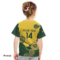 Custom Australia Boomers Kid T Shirt Aboriginal With Marble Pattern - Yellow