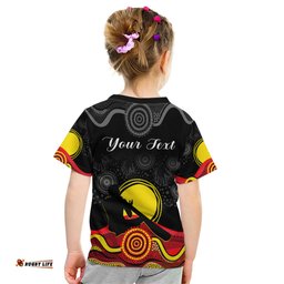 Custom Personalised Australian Indigenous Kid T Shirt Didgeridoo Man Circle Aboriginal Art