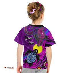 Custom Personalised Australia Lizard and Turtle T Shirt KID Aboriginal Art Beautiful Life