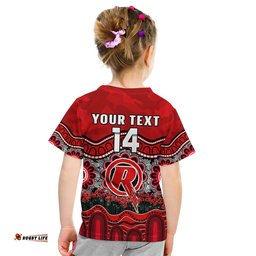 Custom Text And Number Renegades Cricket ANZAC T Shirt KID Melbourne Poppy Aboriginal Camouflage