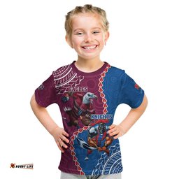 Personalised Eagles And Knights Rugby Kid T Shirt Aboriginal Mix Polynesian Pattern