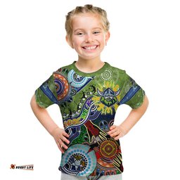 Personalised Raiders NAIDOC Week 2024 Kid T Shirt Australia Aboriginal Dot Painting