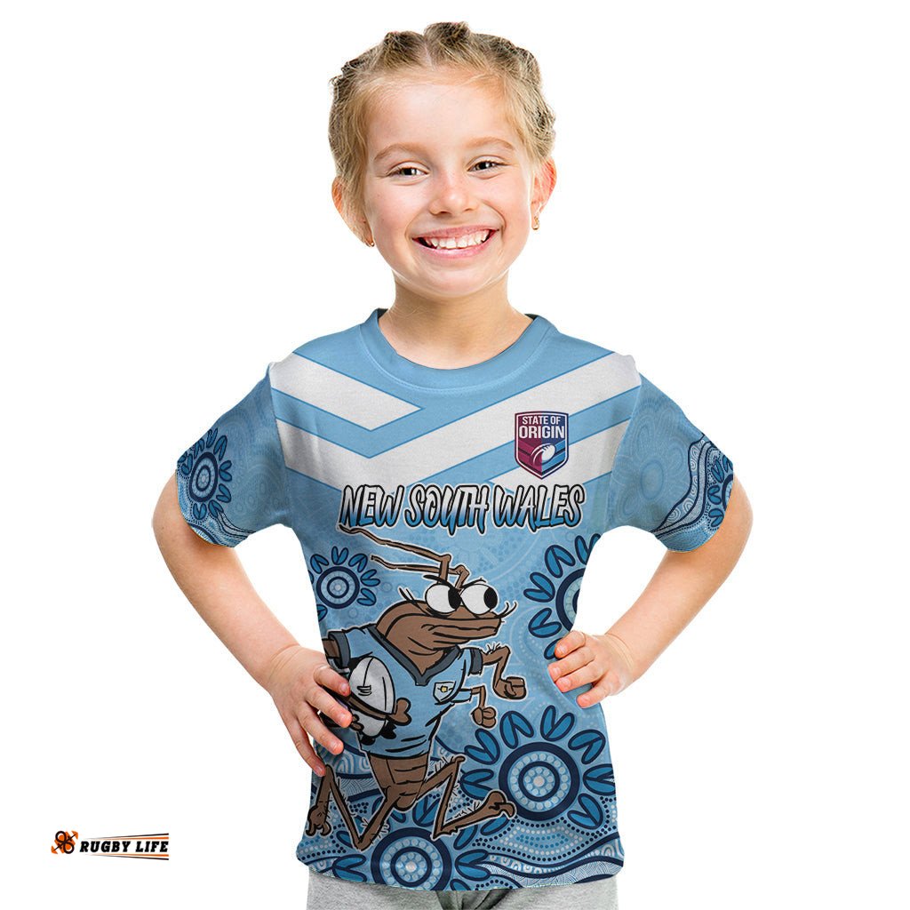 Custom NSW Blues Cockroach Blooded Aboriginal Inspired Kid T Shirt