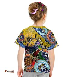 Custom NAIDOC Week 2024 Richmond Tiger Kid T Shirt Australia Aboriginal Dot Painting