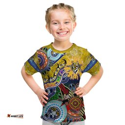 Custom NAIDOC Week 2024 Richmond Tiger Kid T Shirt Australia Aboriginal Dot Painting
