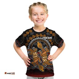 Custom Personalised Australia Valentine T Shirt KID Aboriginal Couple Lizards MY LOVE