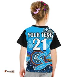Custom Personalised Adelaide Strikers Kid T Shirt Cricket Indigenous Aboriginal Lizard Version