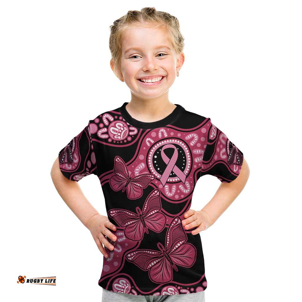 Australia Indigenous Kid T Shirt Breast Cancer Black Aboriginal Butterfly