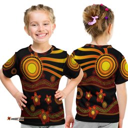 Aboriginal Indigenous Flag Vibes T Shirt KID Turtle