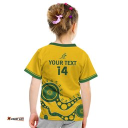 Custom Australia Rugby Kid T Shirt Go Wallaroos 2024 Pacific Aboriginal Art
