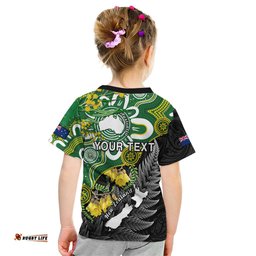 Personalised New Zealand And Australia Kid T Shirt Aboriginal Mix Aotearoa Maori Unique Style