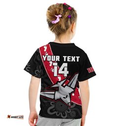 Custom Text And Number Essendon Football T Shirt KID Go Bombers 1872 Aboriginal Art