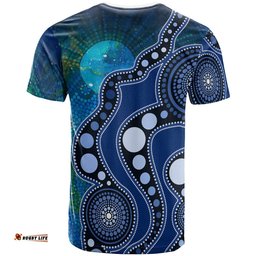Kid Aboriginal T-shirt - Australia Indigenous Flag Circle Dot Painting Art Blue