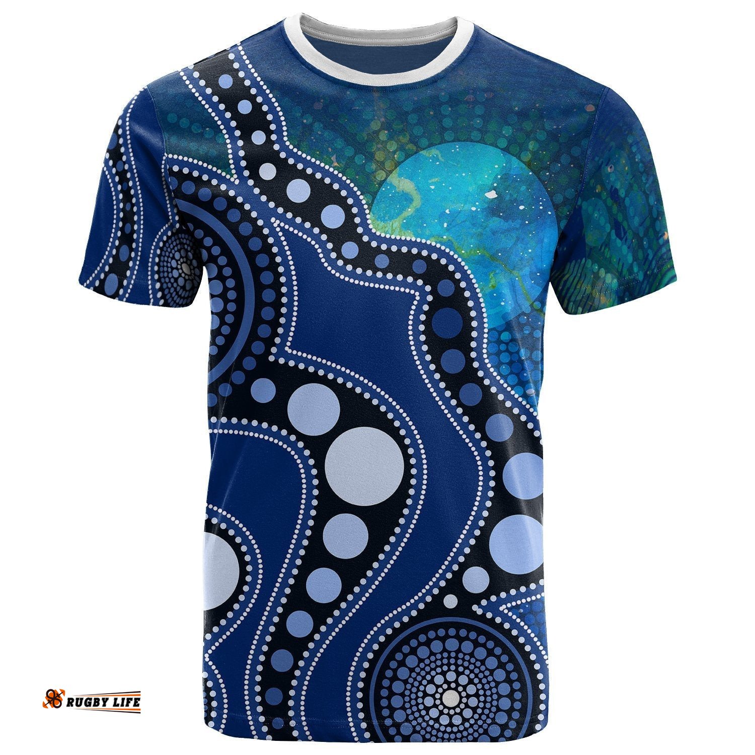 Kid Aboriginal T-shirt - Australia Indigenous Flag Circle Dot Painting Art Blue
