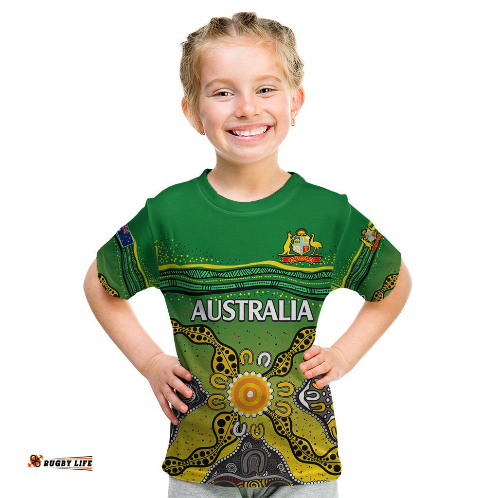 Australia Cricket Kid T Shirt Aboriginal Dots Style