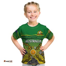 Australia Cricket Kid T Shirt Aboriginal Dots Style
