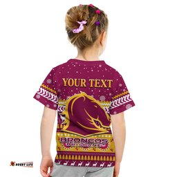 Custom Personalised Broncos Aboriginal T Shirt KID Christmas Brisbane