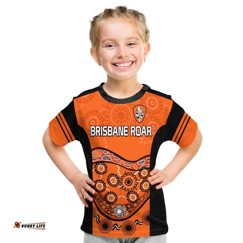 Custom Personalised Brisbane Roar Soccer Kid T Shirt Aboriginal