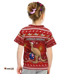 Australia Christmas T Shirt KID Aboriginal Kangaroo