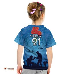 Custom Bulldogs Rugby ANZAC Kid T Shirt The Military Soldiers with Aboriginal Style