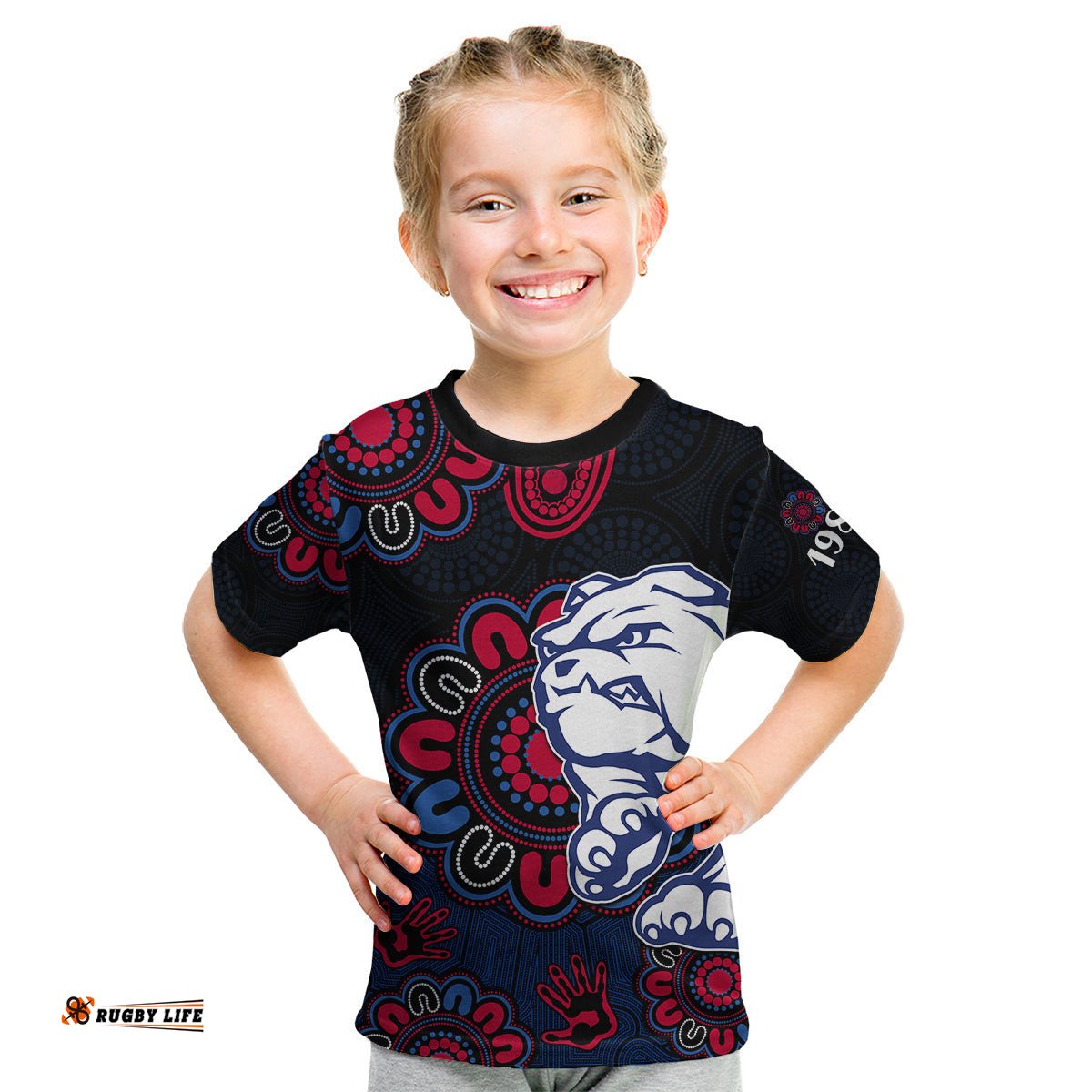 Custom Personalised AFL Western Bulldogs Dogs 1877 Aboriginal Kid T Shirt
