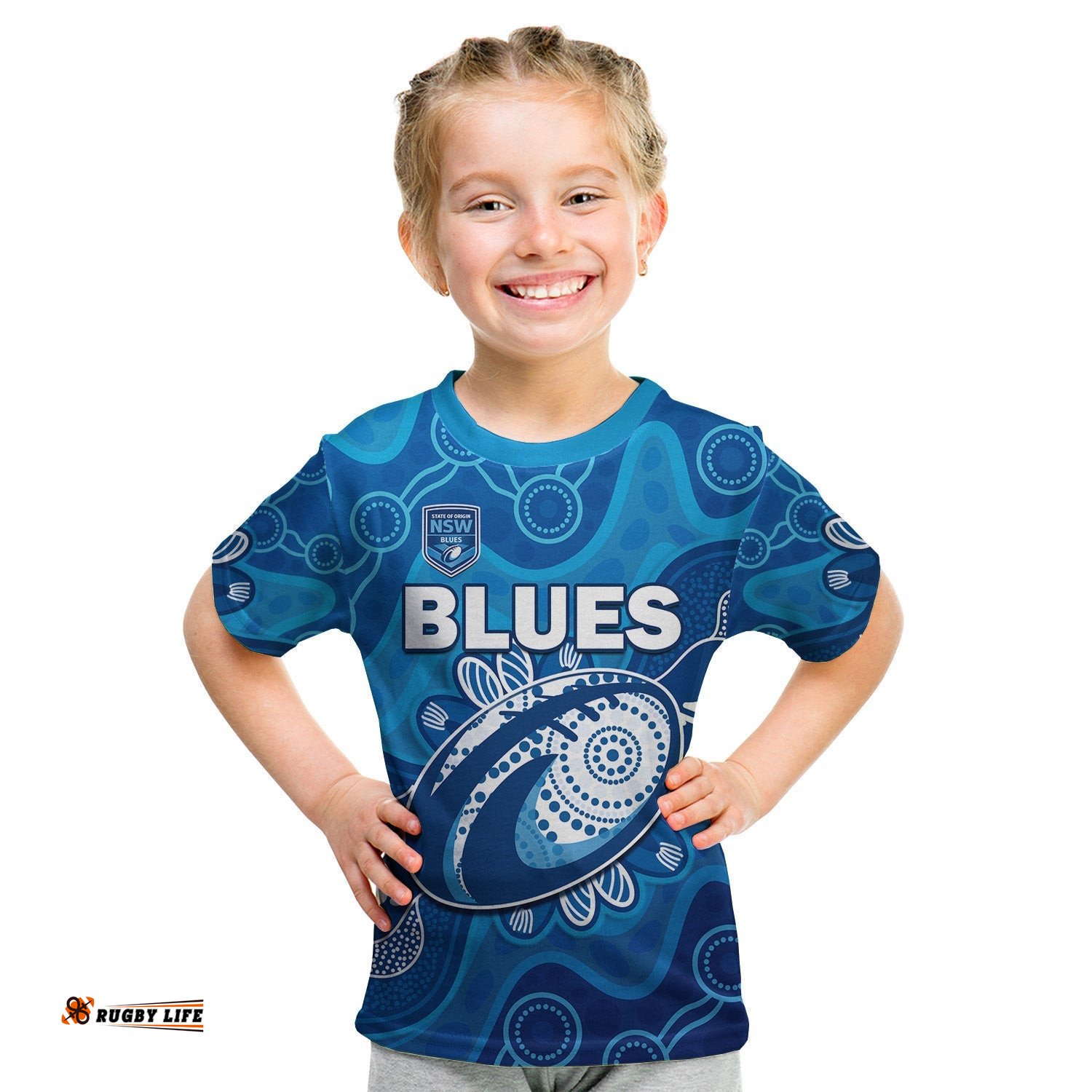 NSW Blues T Shirt KID New South Wales Aboriginal Art