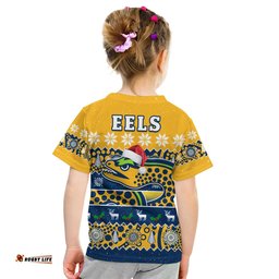 Parramatta Eels Christmas T Shirt KID Parra Aboriginal Art Merry Xmas