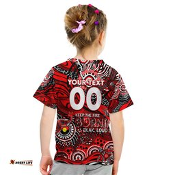 Custom NAIDOC Week 2024 Bombers Kid T Shirt Aboriginal Animals Keep The Fire Burning