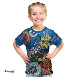 Custom NAIDOC Week 2024 Geelong Cats Kid T Shirt Australia Aboriginal Dot Painting