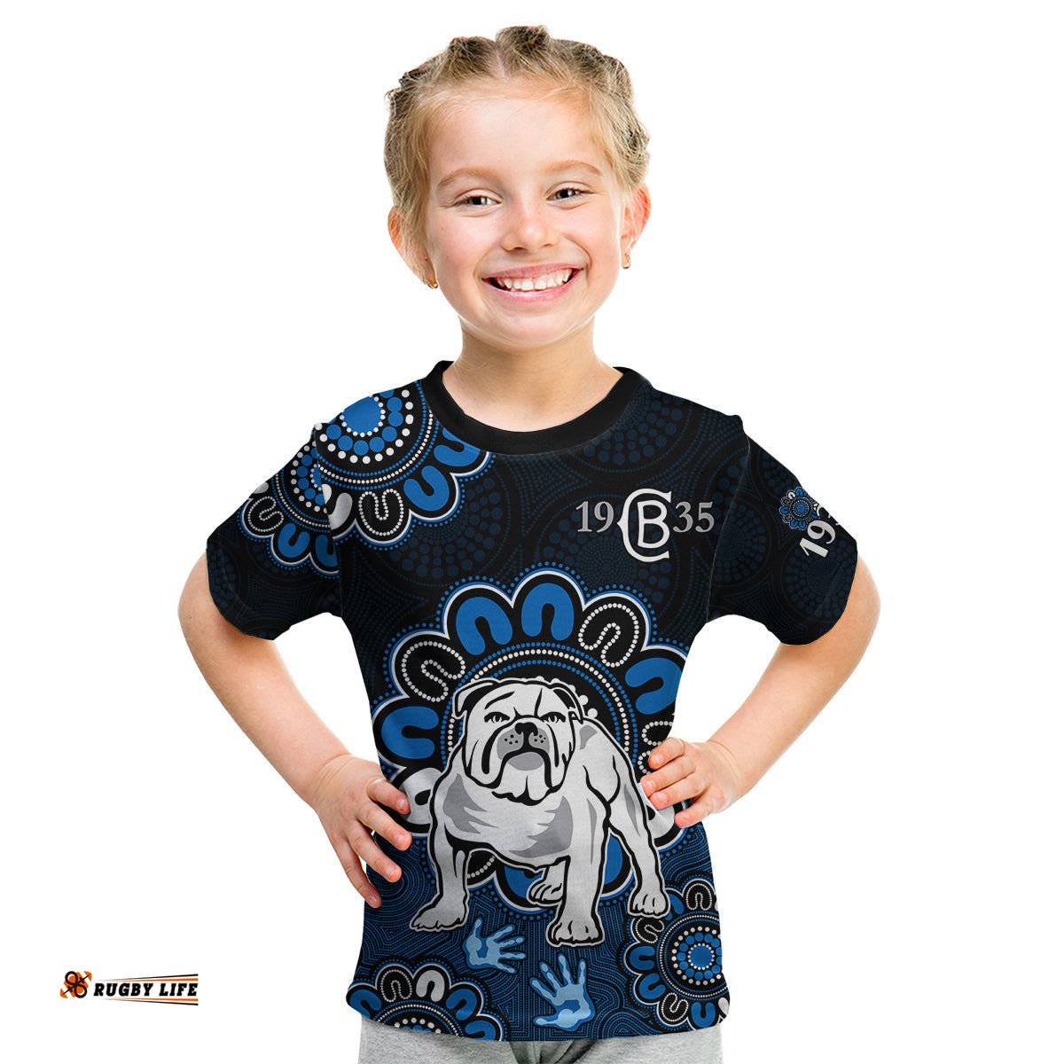 Custom Personalised NRL Canterbury-Bankstown Bulldogs Rugby Berries 1935 Aboriginal No2 Kid T Shirt