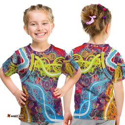 Aboriginal Art Colorful Vibes T Shirt KID Indigenous