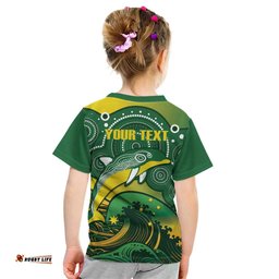 Personalised Australia Swimming Kid T Shirt Aussie Dolphin Aboriginal National Color