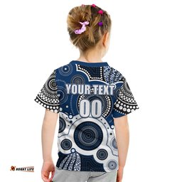 Custom Personalised And Number Cats AFL Kid T Shirt Aboriginal Patterns