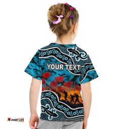 Custom Personalised Anzac Day NRL - Sharks Kid T Shirt Aboriginal Lizard Patterns