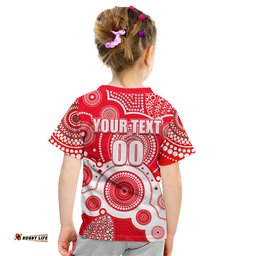 Custom Personalised And Number Swans AFL Kid T Shirt Aboriginal Patterns
