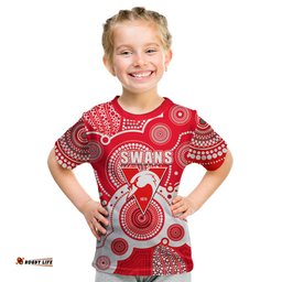 Custom Personalised And Number Swans AFL Kid T Shirt Aboriginal Patterns