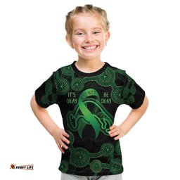 Green Kangaroo Ribbon Aboriginal Personalised Kid T Shirt Depression Awareness