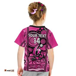 Custom Sydney Sixers Cricket Kid T Shirt Happy Australia Day Aboriginal Art