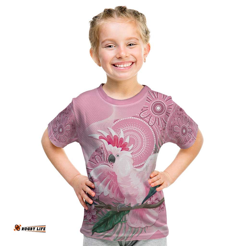 Pink Cockatoo Australia Kid T Shirt Aussie Cacatua Leadbeateri - Aboriginal Art