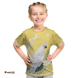 Australia Cacatua Galerita Kid T Shirt Sulphur-Crested Cockatoo - Aboriginal Art