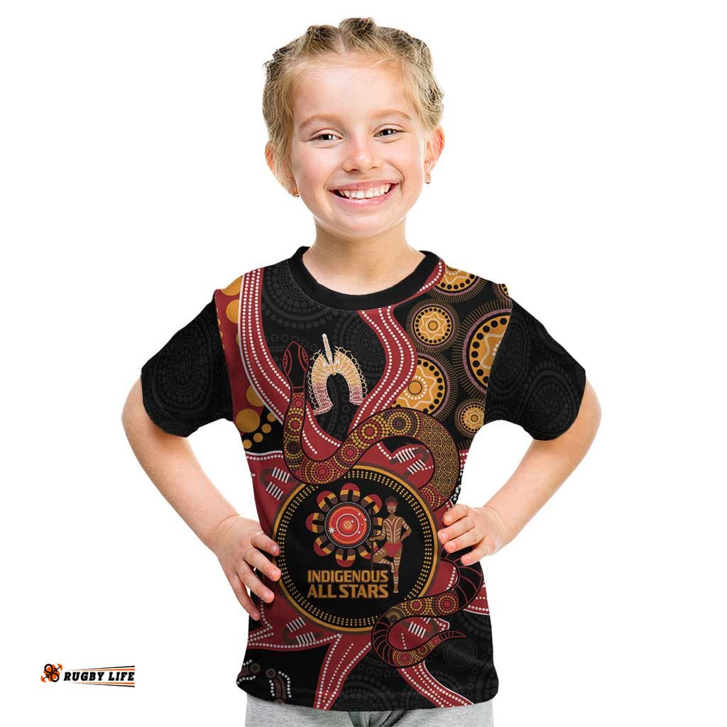 Custom Australia Indigenous Rugby Kid T Shirt 2024 Aboriginal All Stars